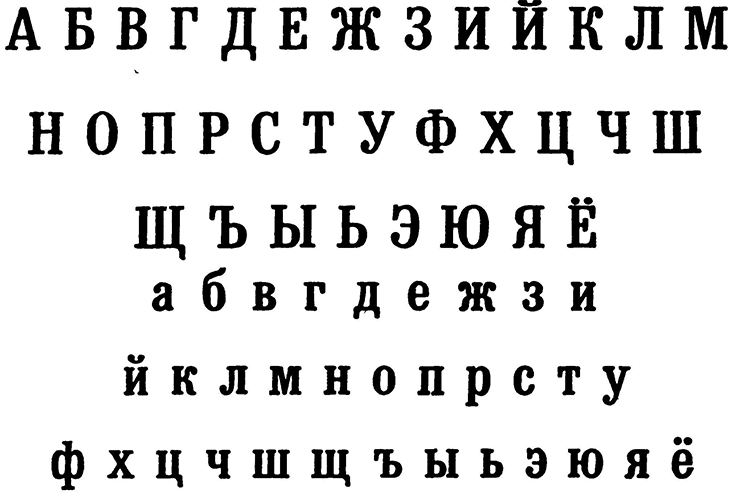 Брусковая газетная гарнитура (А.Н. Коробкова, 1954)